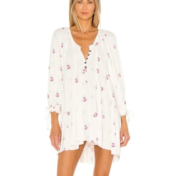 Free People Winter Sun Printed Tunic/Ivory Size L NWT - Picture 3 of 13